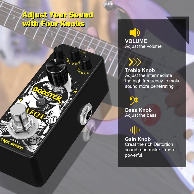 AFOT Mini Booster Guitar Effect Pedal,True Gain Booster,Micro Clean Boost Pedal for Electric Guitar Pure Clean Mini Booster Pedals Mini Size True Bypass - Image 3